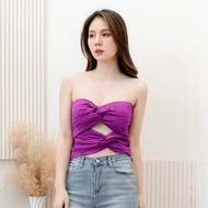 เสื้อเกาะอกแฟชั่น แต่งโบว์ใหญ่ ซิปข้าง Euphoria