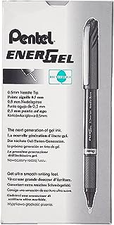 Pentel EnerGel NV Liquid Gel Pen, 0.5mm, Fine Line Capped, Needle Tip, Black Ink, Box of 12 (BLN25-A)