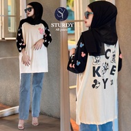 STURDY| Women's oversized t-shirt, 7 sleeve t-shirt material, mickey reglan black oversized t shirt 