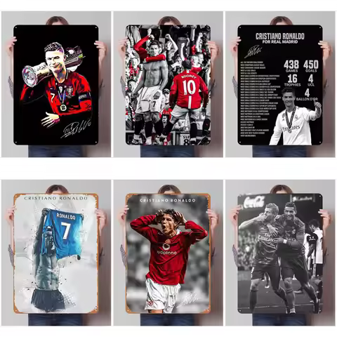 Ronaldo Football Sports Metal Posters Gaming Room Decoration Home Custom Metal Tin Signs for Wall Ar