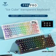 Ready stock Aula F98pro threemode transparent RGB mechanical keyboard custozed screen display Gasket