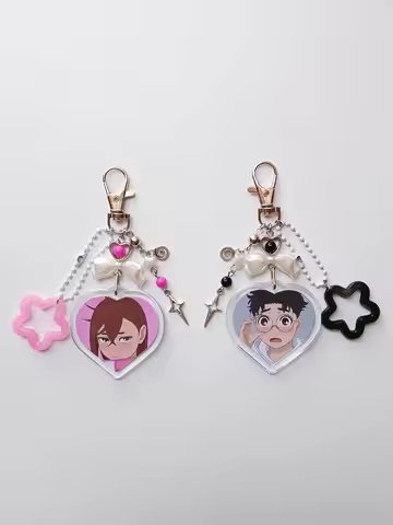 llaveritos match de momo y okarun de dandadan Couple sweet keychain