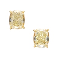 Gold and 11.07cts Fancy Yellow Diamond Stud Earrings