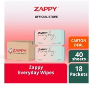 Zappy Everyday Wipes 40 Sheets (9 Packets & Carton Deal)