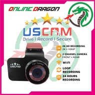 USCAM 2K HD 3" INCH 2 WAY DUAL CHANNEL DVR DASH CAM RECORDER DASHCAM 170° FRONT 2K 1440P+REAR 1080P 