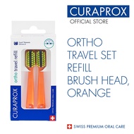 Curaprox Ortho Travel Set Spare Brush Head for CS 5460 Ortho, Orange, 2 Pcs (For Braces Care)