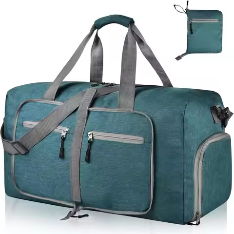65L Foldable Travel Duffle Bag with Shoes Compartment Overnight Bags Waterproof & Tear Resistant Lug