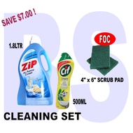 BANSOON Cleaning Set. ZIP All Purpose Cleaner with CIF Cleaner. FOC 2pcs of scrub pad.