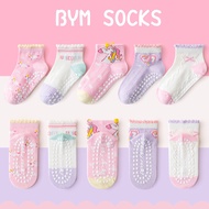 5 Pairs Children's Socks Summer Mesh Socks Anti-slip Dot Glue Unicorn Cotton Socks Lace Princess Gir