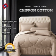 7in1 Comforter Set 2000TC Mono Soft Chiffon Cotton Bedsheet Cadar with Blanket 纯色床单7件套