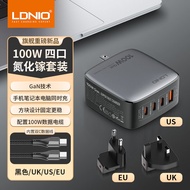 ชาร์จไฟเร็ว LDNIO 100W GaN PD ชาร์จไฟแบบหลายช่อง Type-C ช่องเสียบอินเตอร์เฟซแบบอเมริกัน ชาร์จไฟแบบยู