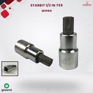 MATA Wipro T55 Star Bit Socket 1/2红 Star Bit Socket T 55 Shock Bintang 1/2 inch Short Model