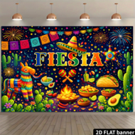 2D Flat Mexican May 5th Carnival Party Backdrop, Fashion Glasses Smiling Face, Mexican Flag Waving, 