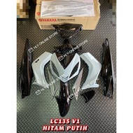 Cover Set Coverset Yamaha LC135 LC 135 V1 ( HITAM PUTIH ) 100% Original HLY & Stripe MORITAKA