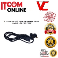 HIGH QUALITY 3 PIN UK TO C13 DESKTOP POWER CORD CABLE 1.5M (CA113) NO FUSE