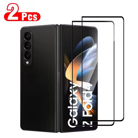 2Pcs Black Tempered Glass For Samsung Galaxy Z Fold 4/Z Fold 3/Z Fold 5/Z Fold 2/Z Fold 6 HD Screen 