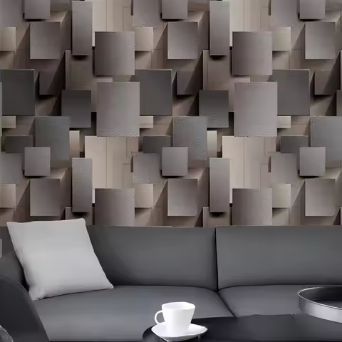 1 roll 17.72 inches pvc modern 3d geometric texture self-adhesive wallpaper, suitable for living roo