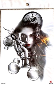 Stiker Tato Tempel Temporer 3d Tahan Air Tahan Lama Gambar Wanita