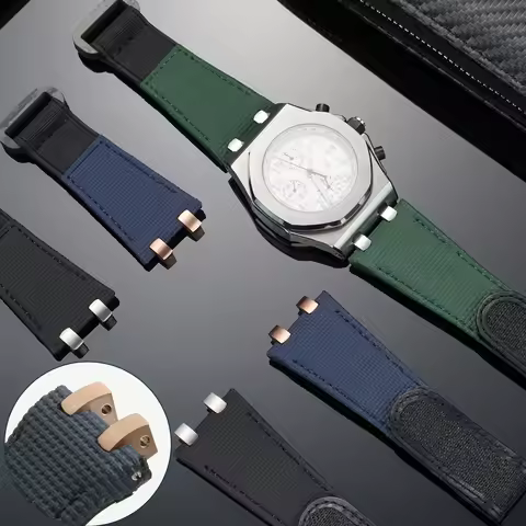 Canvas-textured fluororubber strap For Audemars Piguet AP Royal Oak Offshore AP15710 15703 15400 264