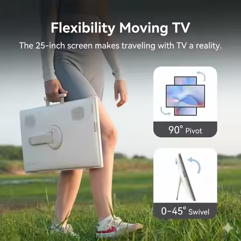 2026 New Desktop Portable Smart TV 23.8" Screen Android 13 6+ 128GB LED Lights IPS Touch Screen Disp