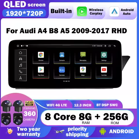 RHD 12.3 Inch Car Multimedia Player BT GPS Navigation DSP For Audi A4 A5 S4 S5 A4L B8 2009 - 2016 4G