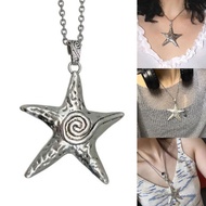 LUM Metal Exaggerate Big Pentagram Star Pendant Necklace for Women Unisex Jewelry