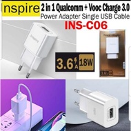 FAST CHARGER HEAD 1 PORT USB CABLE PLUG 3.6 AMPERE INS-C06