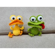 Ducky and Froggy | Handmade amigurumi crochet keychain | Crazy frog | Crazy duck