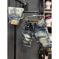 Guangzhou Men's Denim Jean Shorts Was Retro Dirty Red Thread Embroidered Pockets New Model S4-QS2111