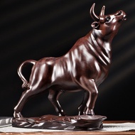 Living Room Zodiac Ox Decoration Crafts Solid Wood Ox Ebony Rainbow Wood Carving Ox Decoration Fortu