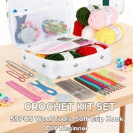 Beginner Crochet Set Full Set of Crochet Knitting Tools Embroidery set Crossstitch Tool bag Crochet