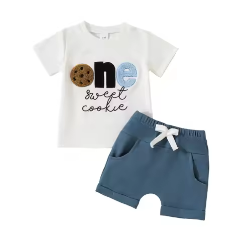 Youth Sweatsuits Boys Boys First Birthday Short Sleeved Shorts Suit Comfortable And Fashionable Prin