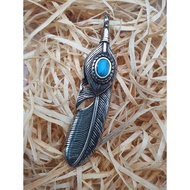 Takahashi Goro’s Style Stainless Steel Turquoise Feather Pendant