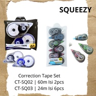 Correction Tape Squeezy Correction Tape Set 24m & 60m CT-SQ02 SQ03