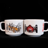 台灣早期大同瓷器古董車馬克杯/一對