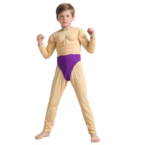 Kids Sumo Wrestling Costume Fake Muscle Pants Role Play Halloween Performance Outfit Boy and Girl Ho