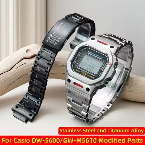 Mecha Style Modified Watch Case Strap Band Set For Casio G-SHOCK DW-5600 GW-M5610 GWX-5600 Stainless