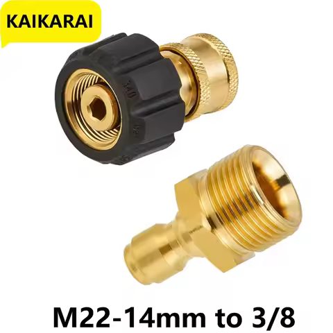 Tool Daily Pressure Washer Quick Connect Fittings Brass 3/8'' Hose Adapter Set M22 14mm to M22 Metri