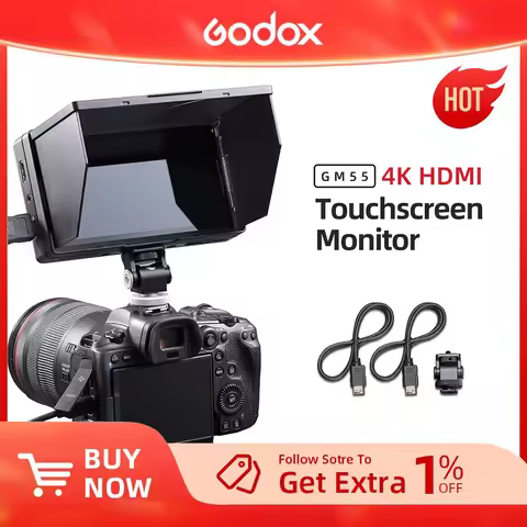 4K Godox GM55 Monitor 5.5 Inch on Camera DSLR 3D LUT Touch Screen IPS FHD 1920x1080 Video 4K HDMI Fi