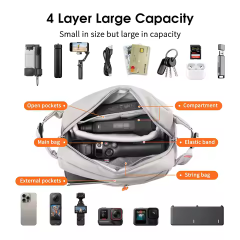 Carrying Bag for Insta360 X5 X4 X3 Flow 2 Go Ultra Chest Bag for DJI Osmo 5 Pro 4 Pocket 3/ Mobile 7