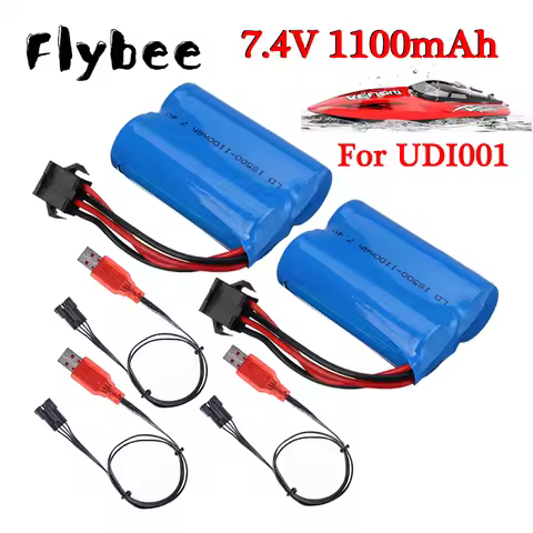 (SM-4P Plug) 7.4V 1100mAh Li-ion Battery / 7.4V USB Charger For UDI R/C UDI001 HQ960 HJ808 HJ813 HJ8
