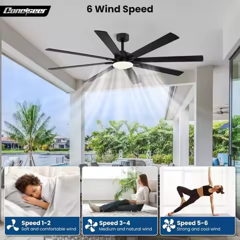 Grain Black Ceiling Fan 72 inch Large Ceiling Fan with Lights and Remote Wood
