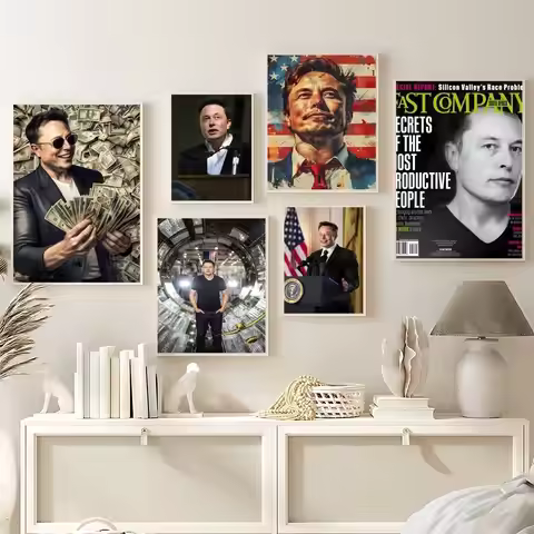 E-Elon Reeve Musk Poster HD Art Sticky Wall Waterproof Home Living Room Bedroom Bar Aesthetic Decora