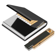 X-LIGHTER Cigarette Case with Lighter for 84MM King Size, Smell Proof, Ultra Slim, Leather Cigarette