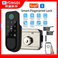Bluetooth Tuya App Fingerprint Smart Electronic Door Lock Gate Password RFID Card Rim Bolt Lock