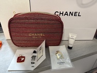 Chanel 贈品 紅色化妝包及試用裝 吊飾