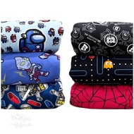 kain cotton spandex / lycra knit jersey fabric cartoon rainbow pooh lego simba among us doraemon spi