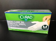 Curad Basic Care 3G Stretch Vinyl Exam Gloves M size 一次性醫護膠手套 中碼 100隻 【curadgloveM】