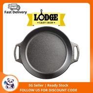 Lodge 10.25 Inch Seasoned Cast Iron Baker's Skillet Pan, Dual, Holder, Black