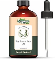 Organic Zing Bay Laurel Leaf (Laurus Nobilis) Oil | Pure &amp; Natural Essential Oil for Skincare, Hair Care &amp; Massage - 118ml/3.99fl oz